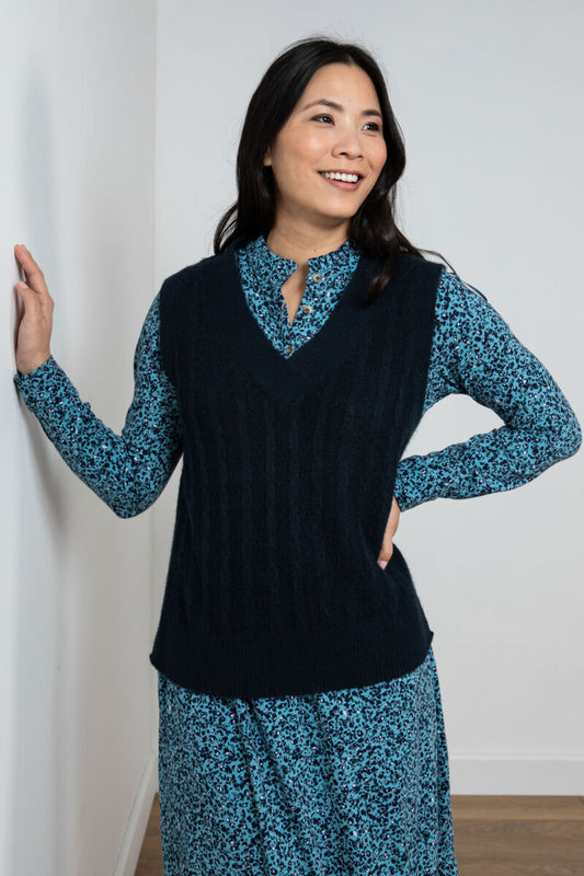 Lily and Me Cedar Tank Plain Navy Blue