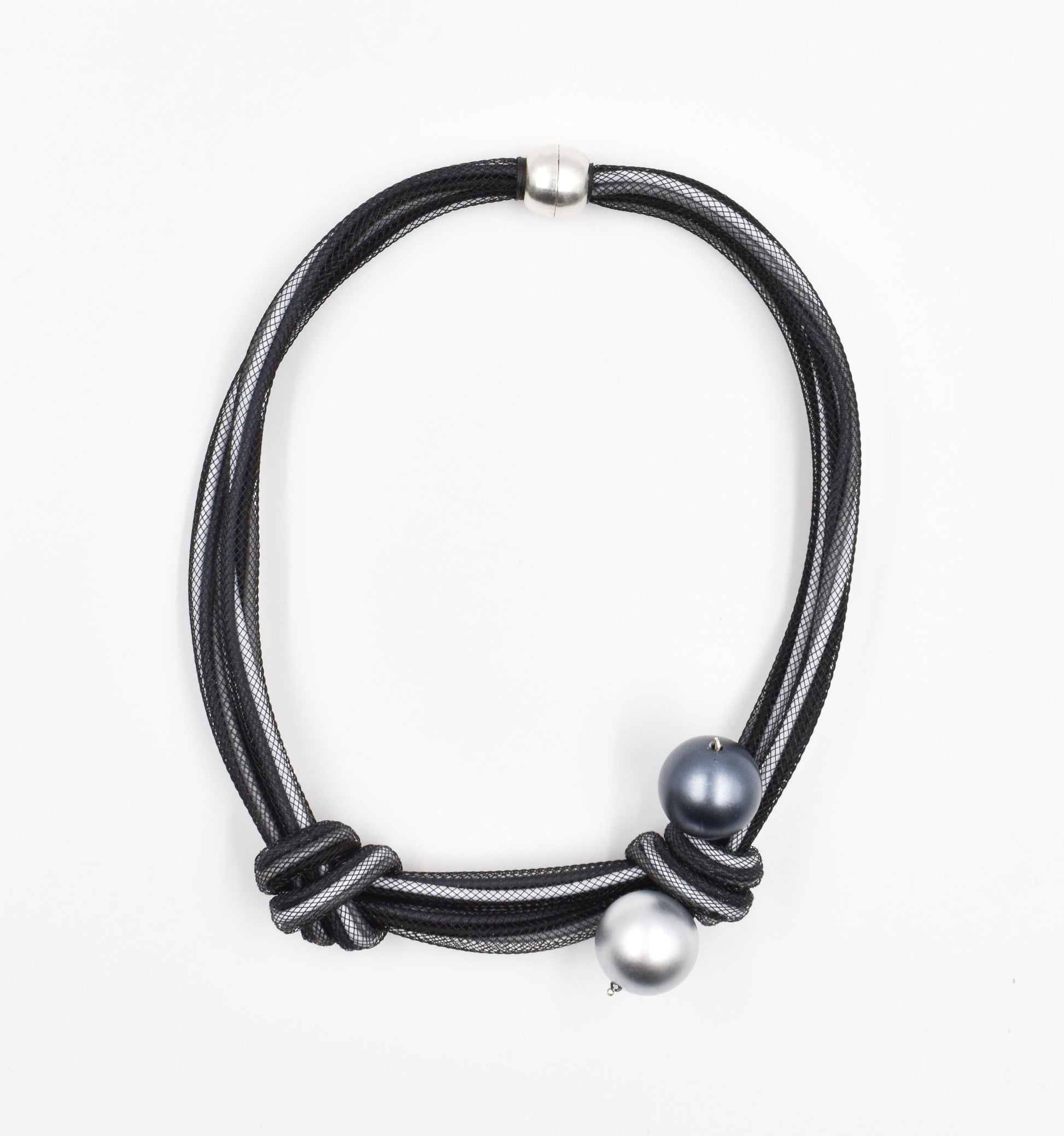 Christina Brampti K2175 Net and Bead Necklace Grey