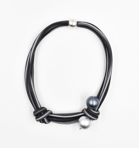 Christina Brampti K2175 Net and Bead Necklace Grey