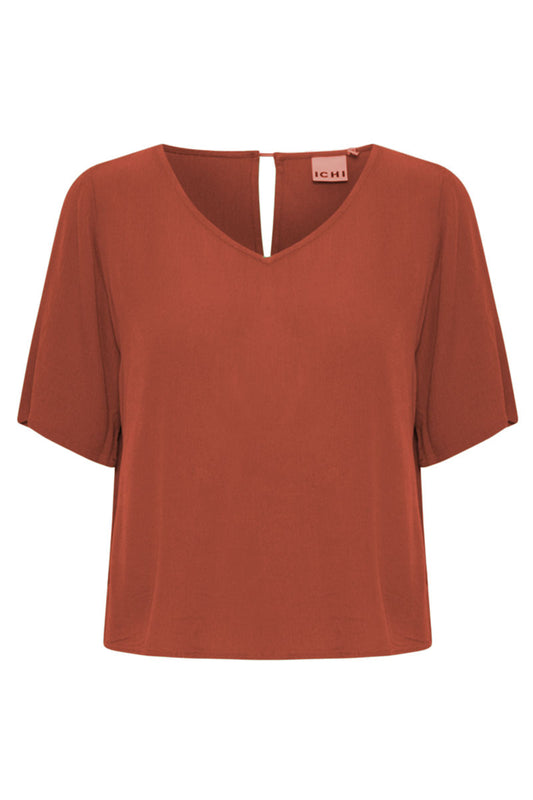 Ichi Marrakech Blouse Chocolate Truffle Red