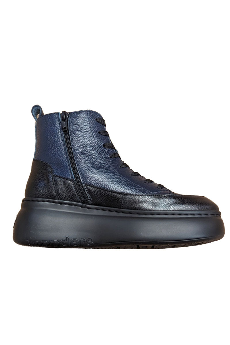 Wonders Maya Lace Up Boot Evening Blue