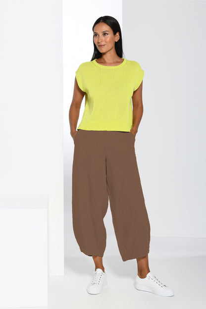 Linen Bubble Back Seam Trousers