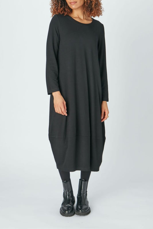 Sahara Fluid Crepe Bubble Dress Black Black