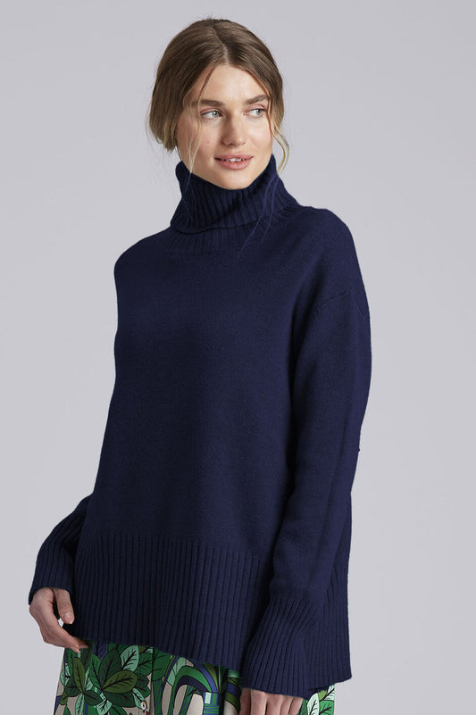 Yellow Label Rollkragen Roll Neck Sweater Night Blue