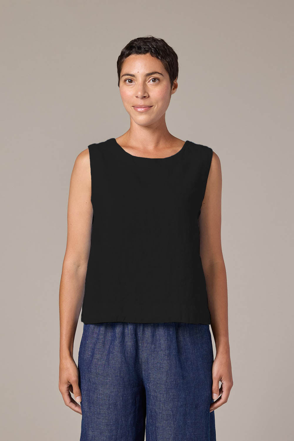 Solid Linen Shell Top
