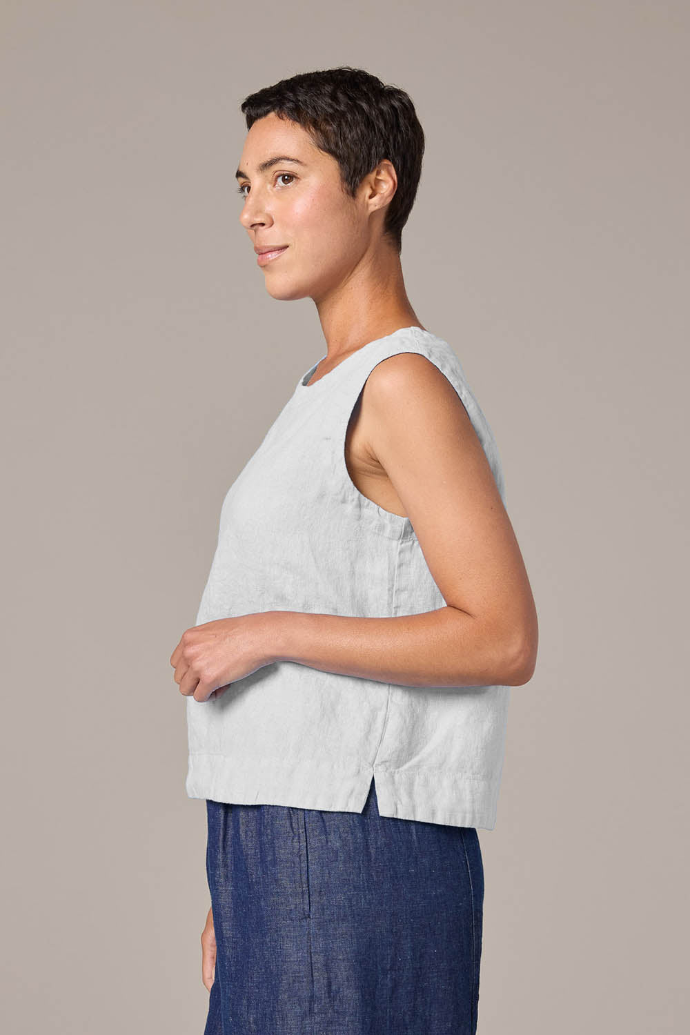 Solid Linen Shell Top