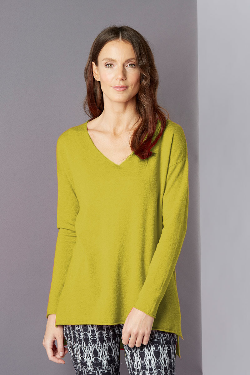 Yellow Label Soft Basic V-neck Pullover Olive Oil