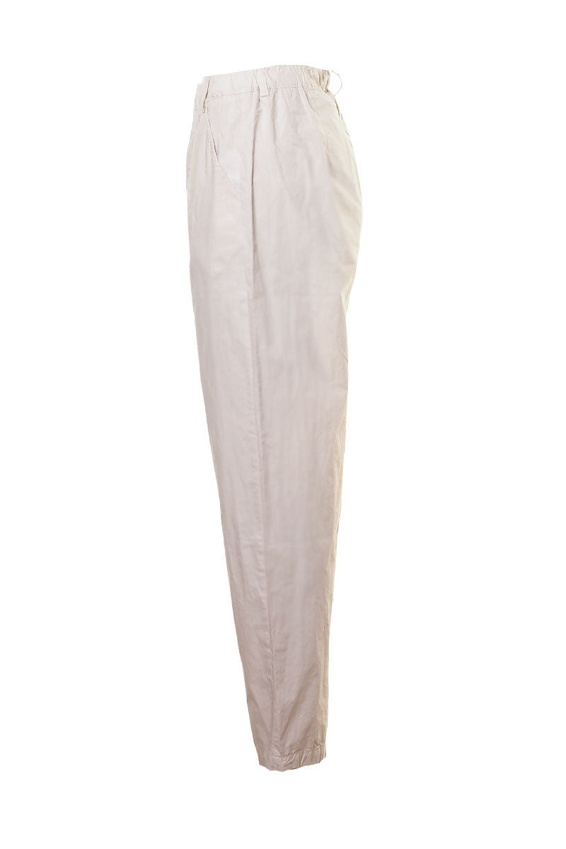 Yellow Label Cotton Pants Plain Pebble Beige