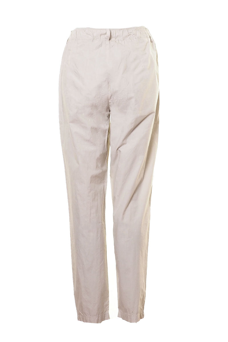 Yellow Label Cotton Pants Plain Pebble Beige