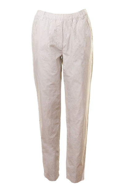 Yellow Label Cotton Pants Plain Pebble Beige