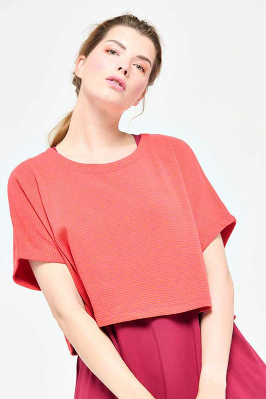 Mes Soeurs et Moi Pluton Oversized Top Magenta Stripes