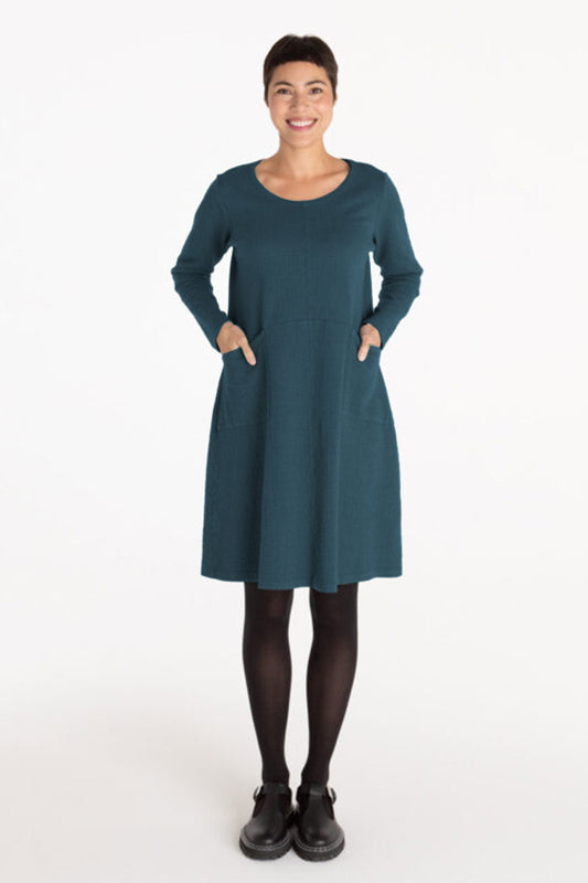 Cut Loose Pucker Double Cloth Pocket Dress Inkjet Blue