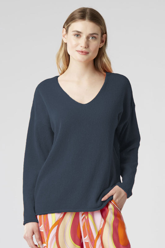 Yellow Label Pullover With V-Neck White