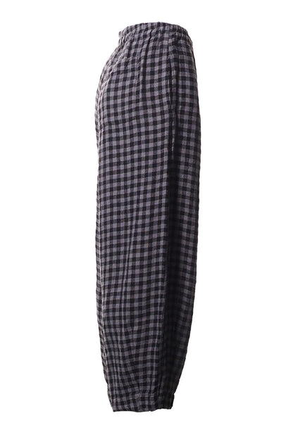 Grizas Woven Linen Plaid 73784 Trousers Purple 