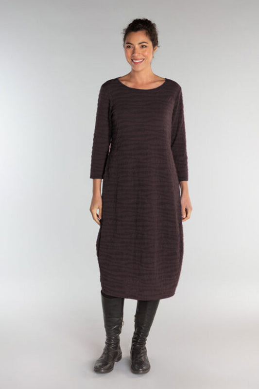 Cut Loose 3/4 Sleeve Textured Dress Plumeria Purple