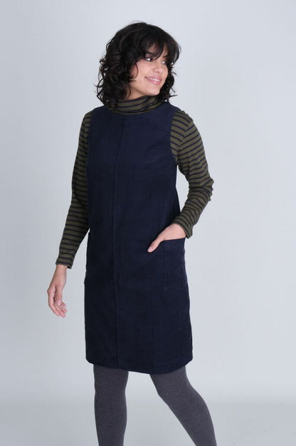 Bibico Eva Pinafore Dress Navy Cord Blue