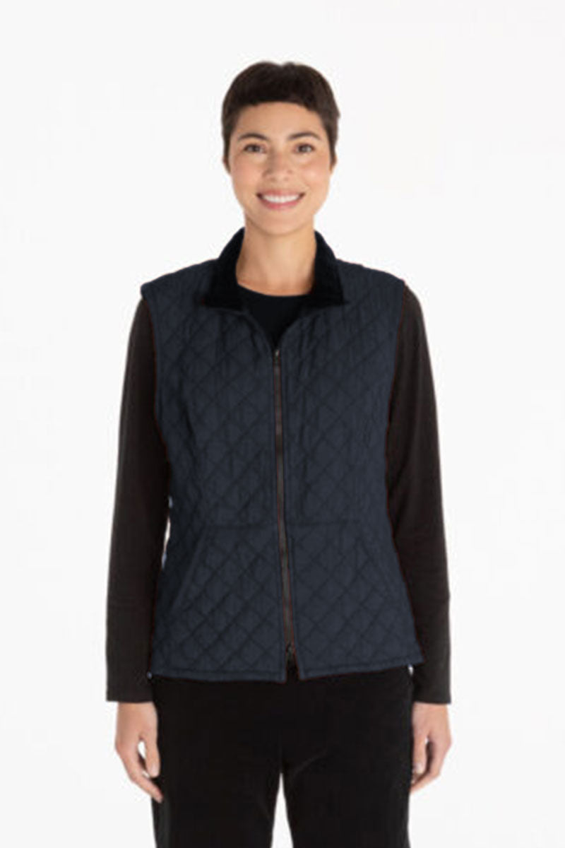 Cut Loose Zip Front Quilted Vest Inkjet Blue