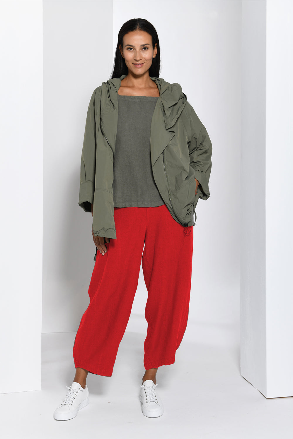 Linen Bubble Back Seam Trousers