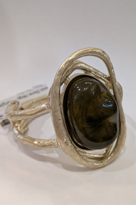 Large Resin Stone Hinged Bangle