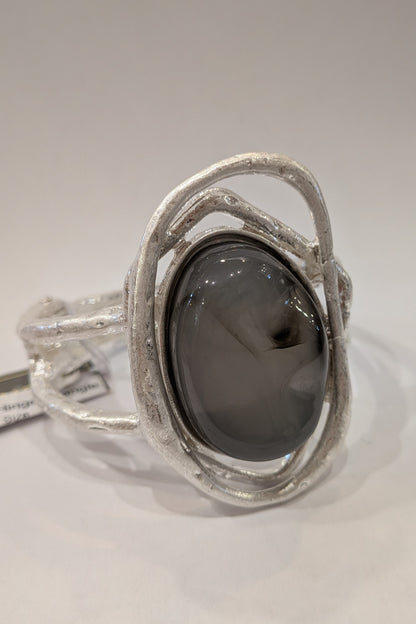 Large Resin Stone Hinged Bangle