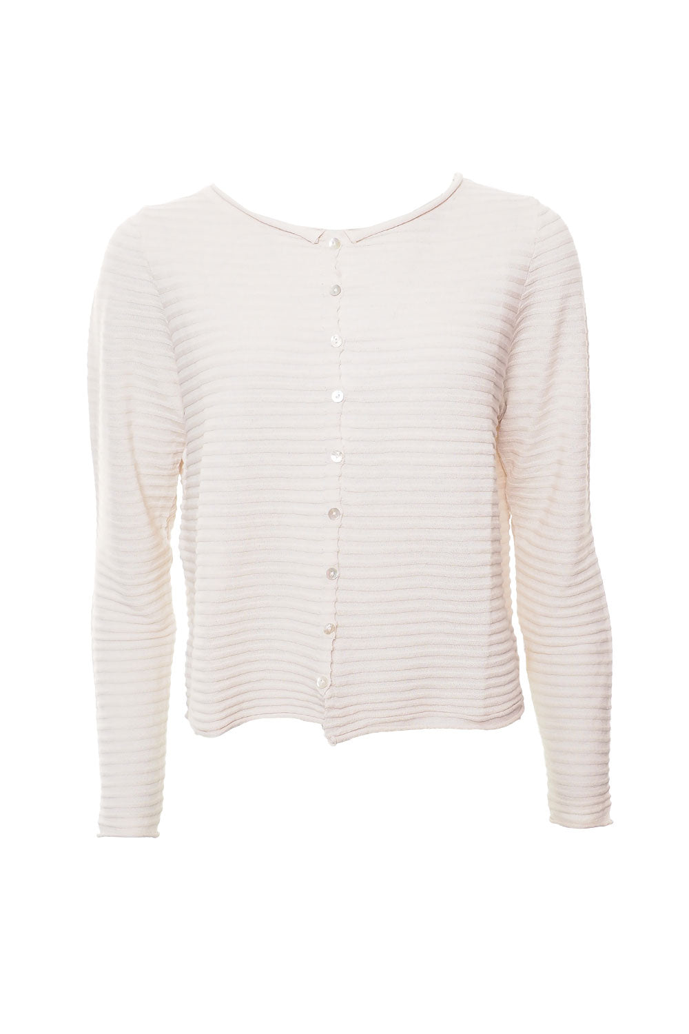 Yellow Label Ribbed Button Up Cardigan Pebble