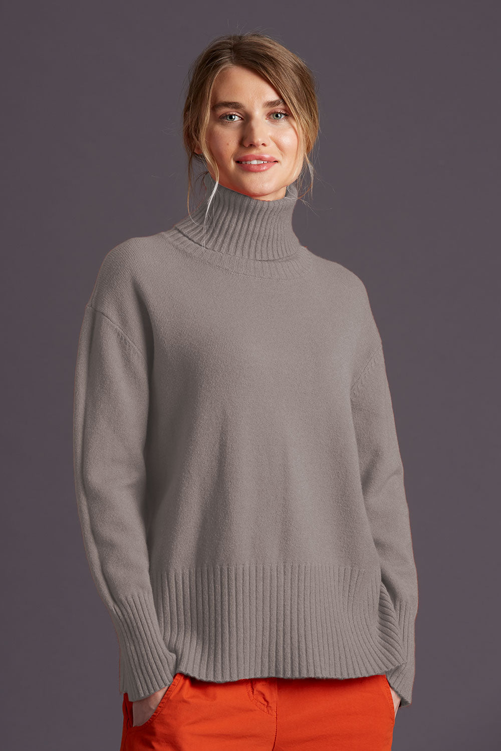 Yellow Label Rollkragen Roll Neck Sweater Grey Melange Grey