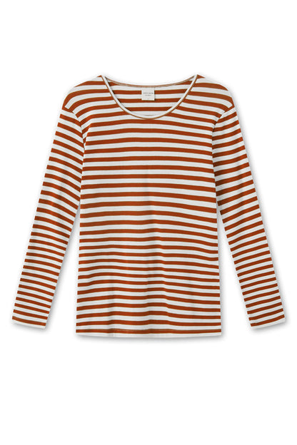 By Basics Round Neck Cotton Top White and Rust
