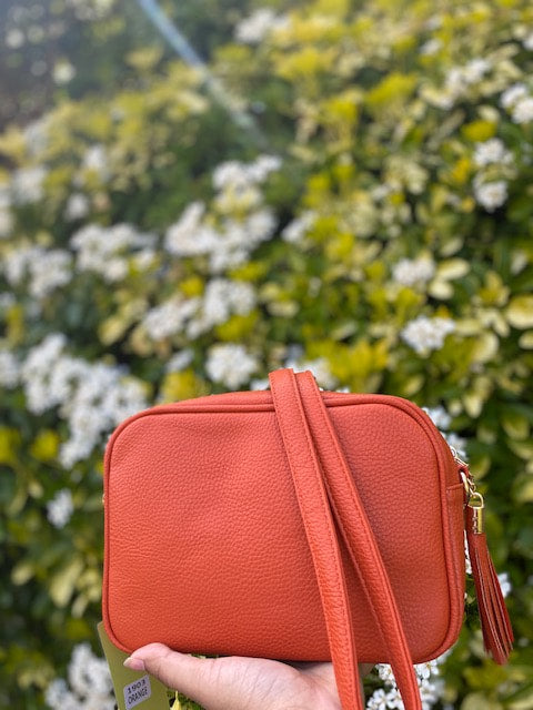 Kris-Ana Cross Body Single Zip Bag Orange