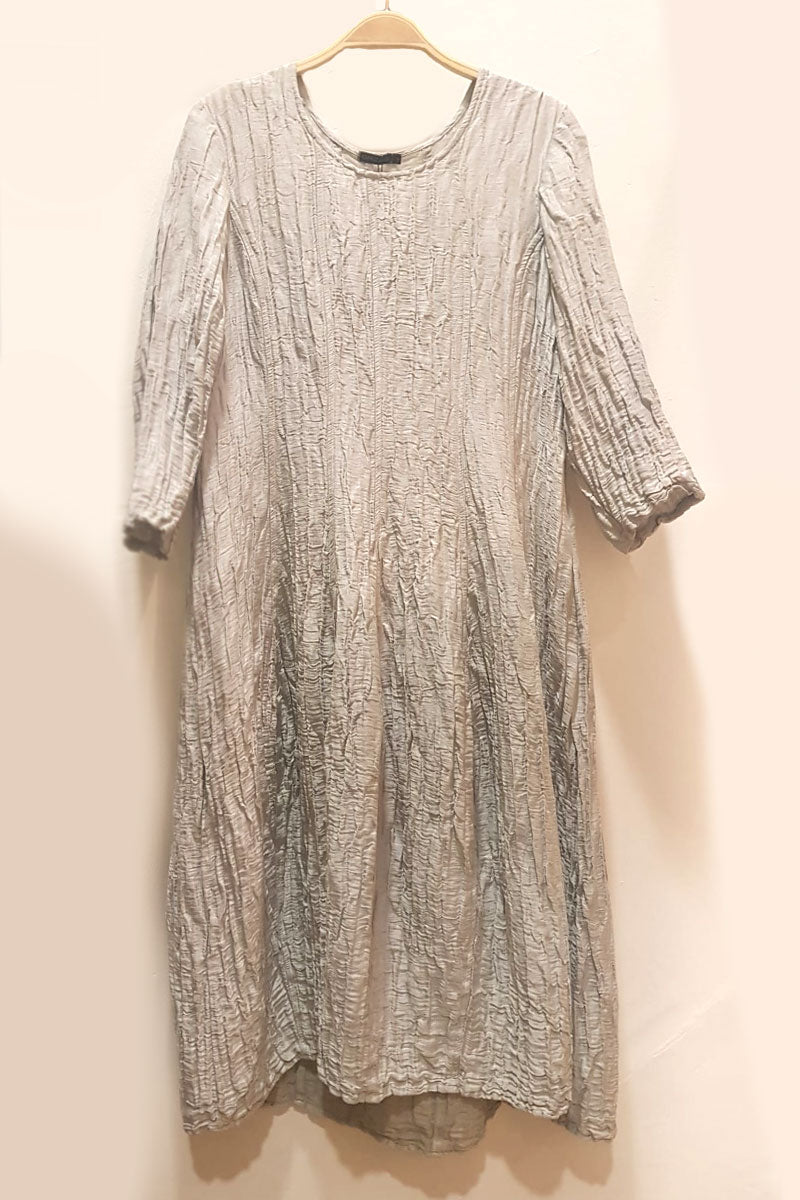 Grizas Silk Linen 3/4 Sleeve 9090 Dress Silver