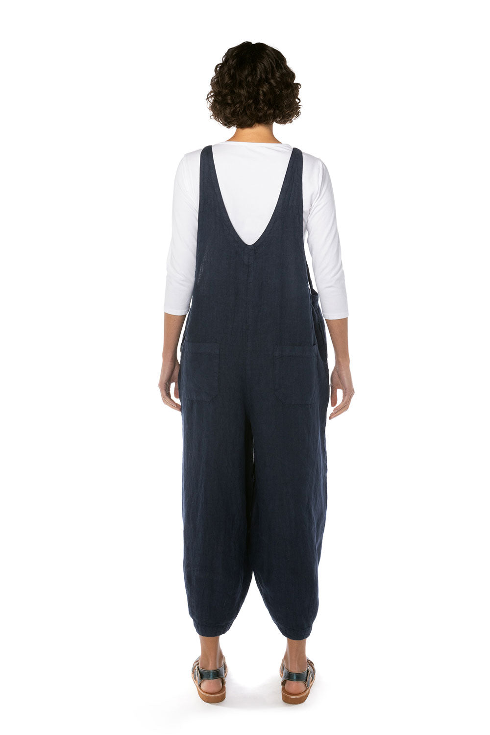 Cut Loose Solid Linen Overalls 