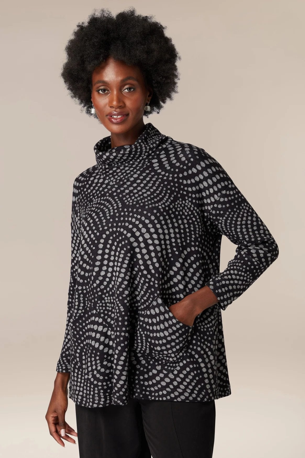 Sahara Spiral Spot Jersey Top Black