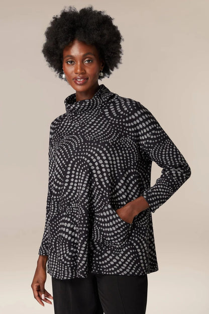 Sahara Spiral Spot Jersey Top Black