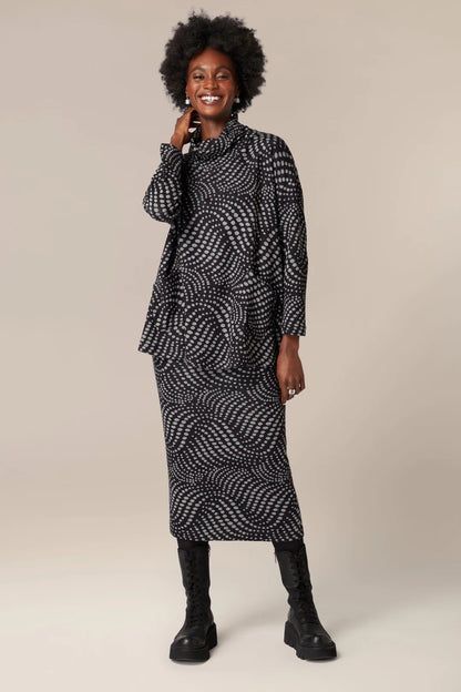 Sahara Spiral Spot Jersey Tube Skirt Black