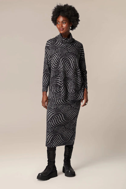 Sahara Spiral Spot Jersey Tube Skirt Black