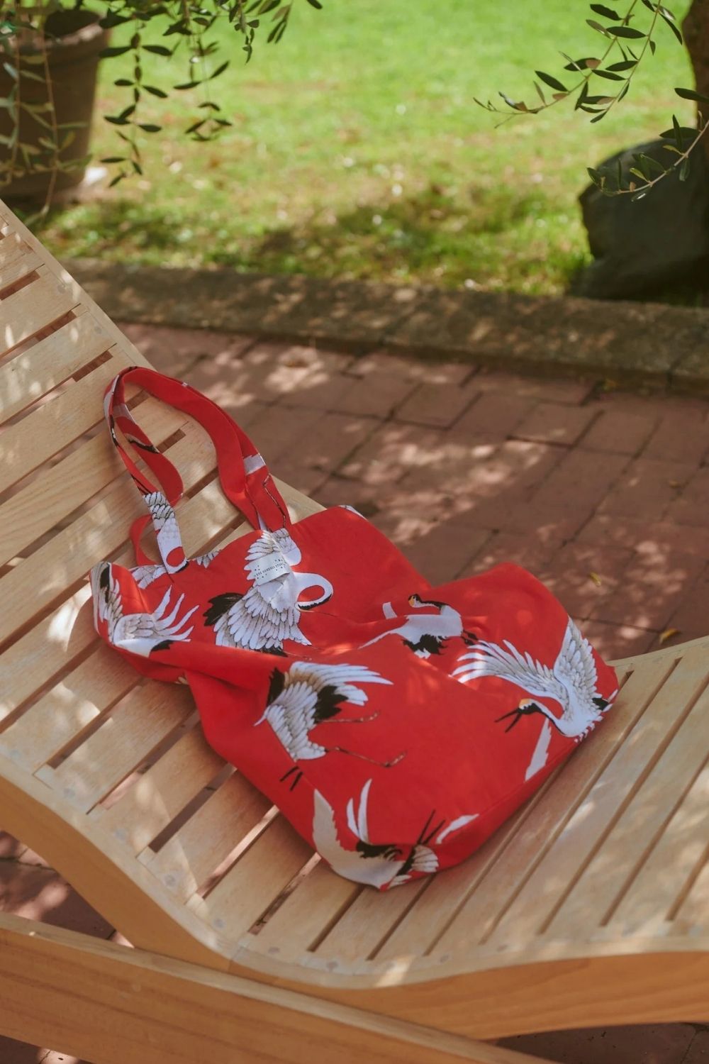 Stork Print Canvas Bag