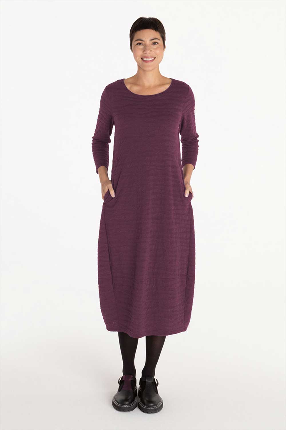 3/4 Sleeve Textured Char Dress