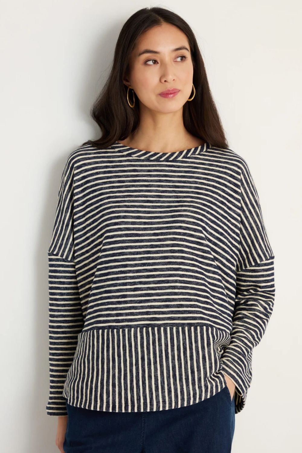 Textured Stripe Jersey Boxy Top