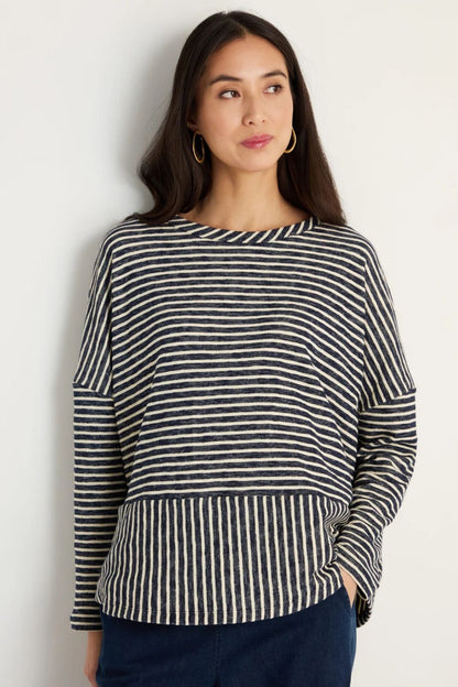 Textured Stripe Jersey Boxy Top