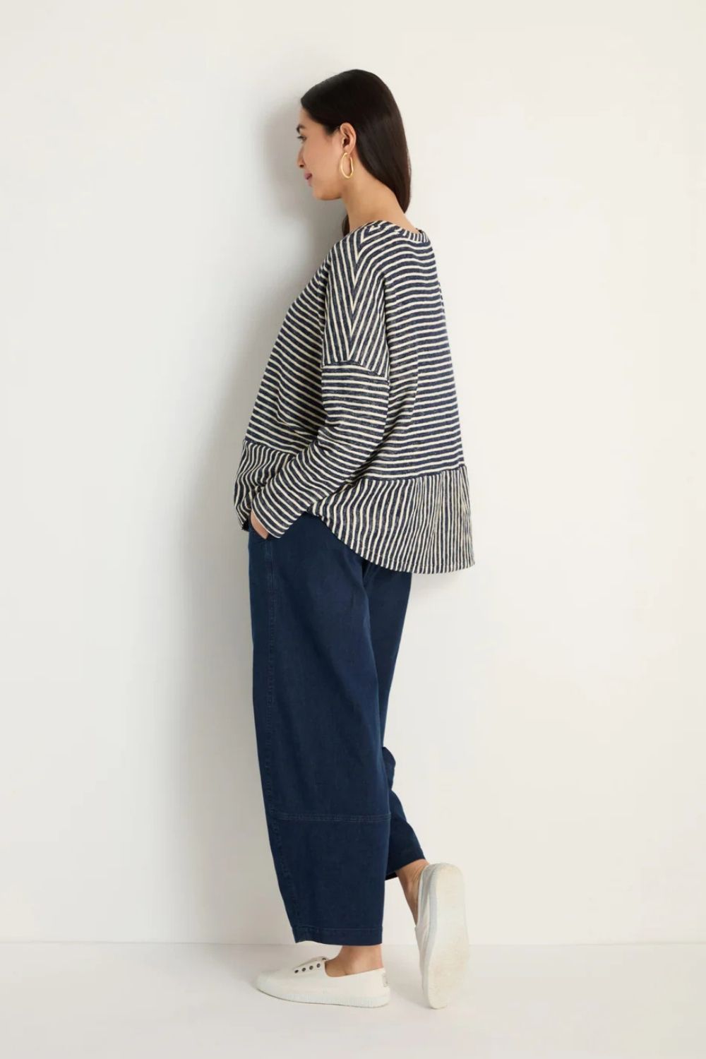 Textured Stripe Jersey Boxy Top