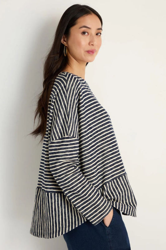 Textured Stripe Jersey Boxy Top