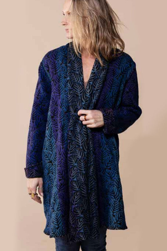 Nila Rubia Reversible Japanese Leaves Thar Jacket Blue