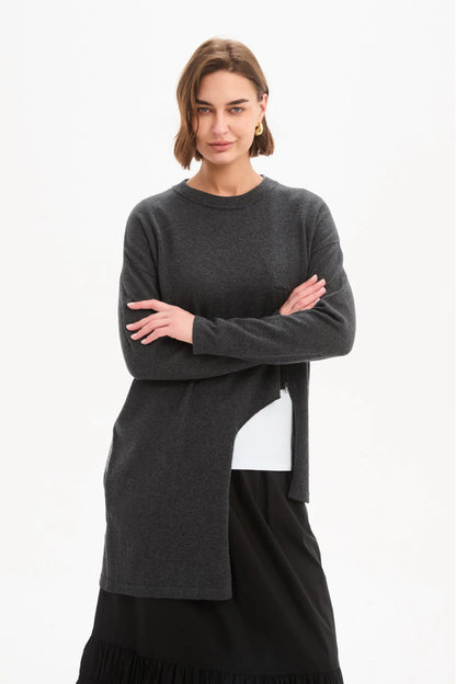 Asymmetric Zip Detail Knit