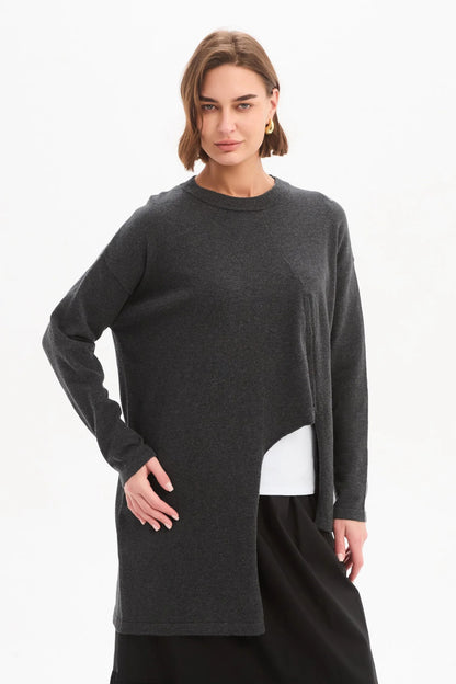 Asymmetric Zip Detail Knit