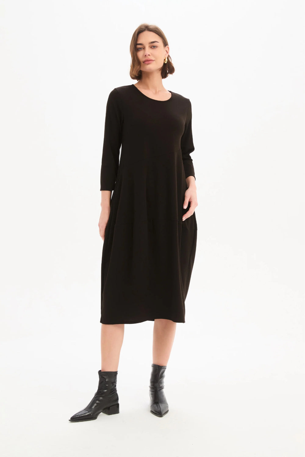 Diagonal Seam Winter Jersey Dress