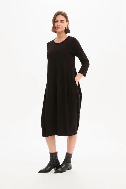 Diagonal Seam Winter Jersey Dress