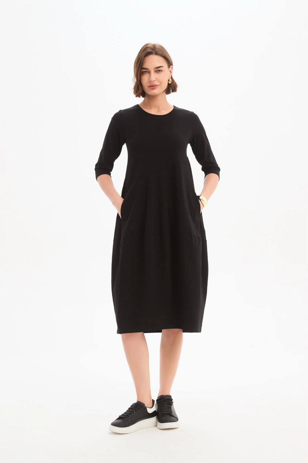 Diagonal Seam Winter Jersey Dress