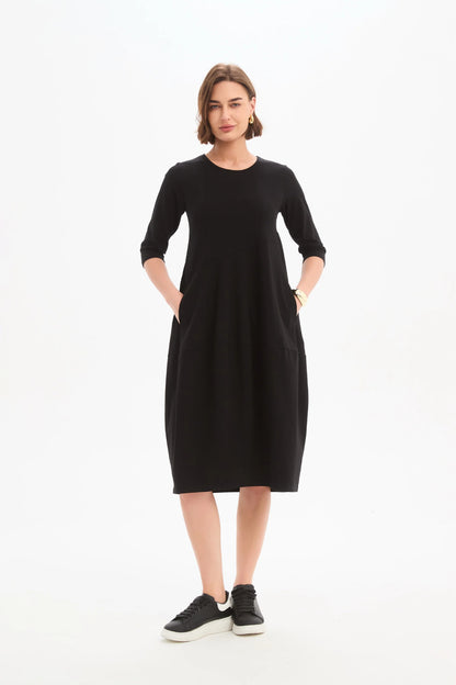 Diagonal Seam Winter Jersey Dress
