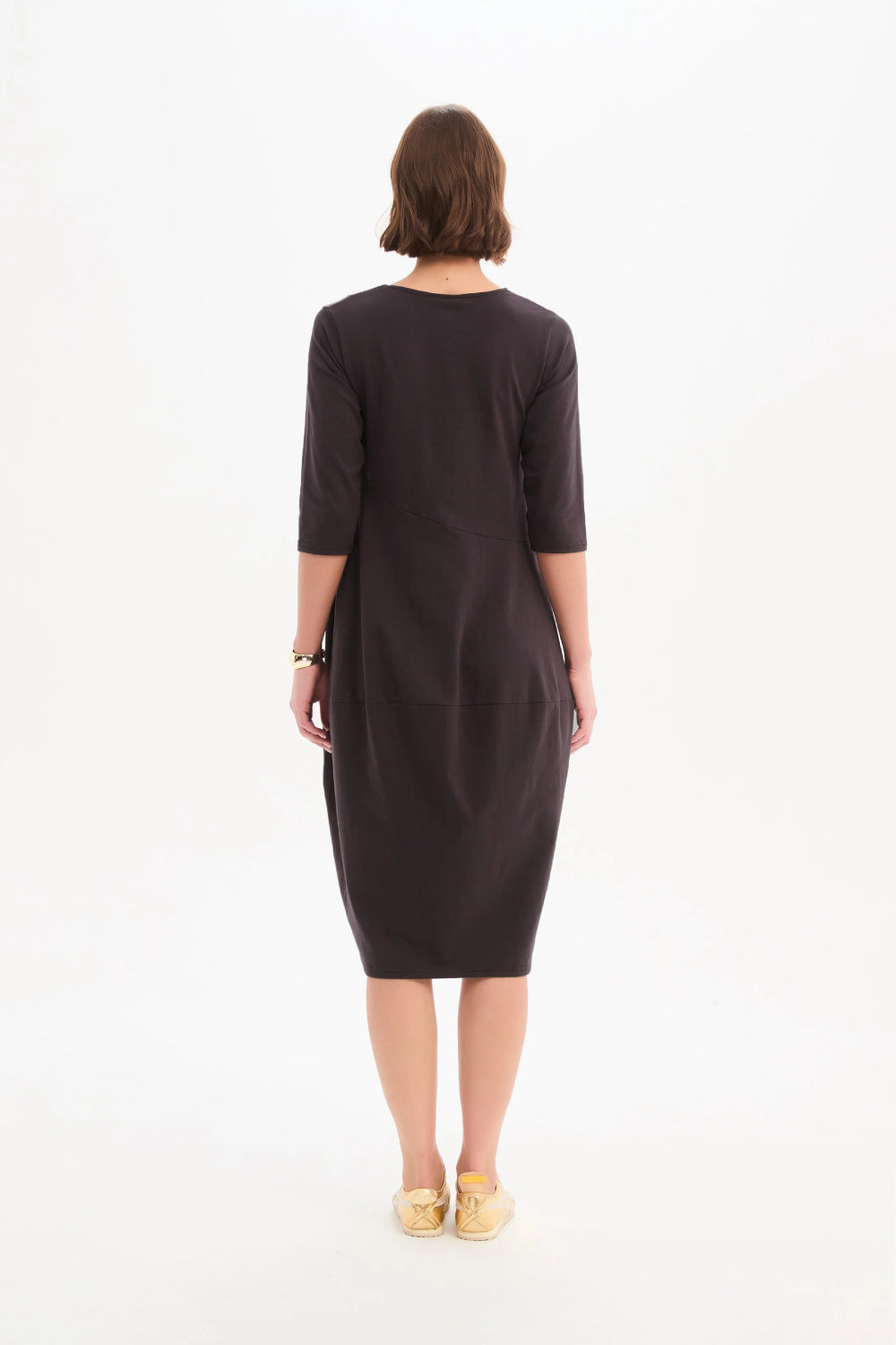 Diagonal Seam Winter Jersey Dress