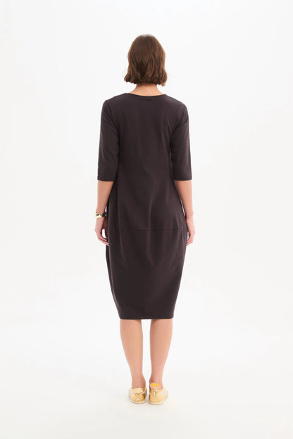 Diagonal Seam Winter Jersey Dress