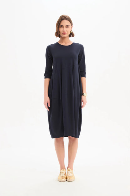 Diagonal Seam Winter Jersey Dress